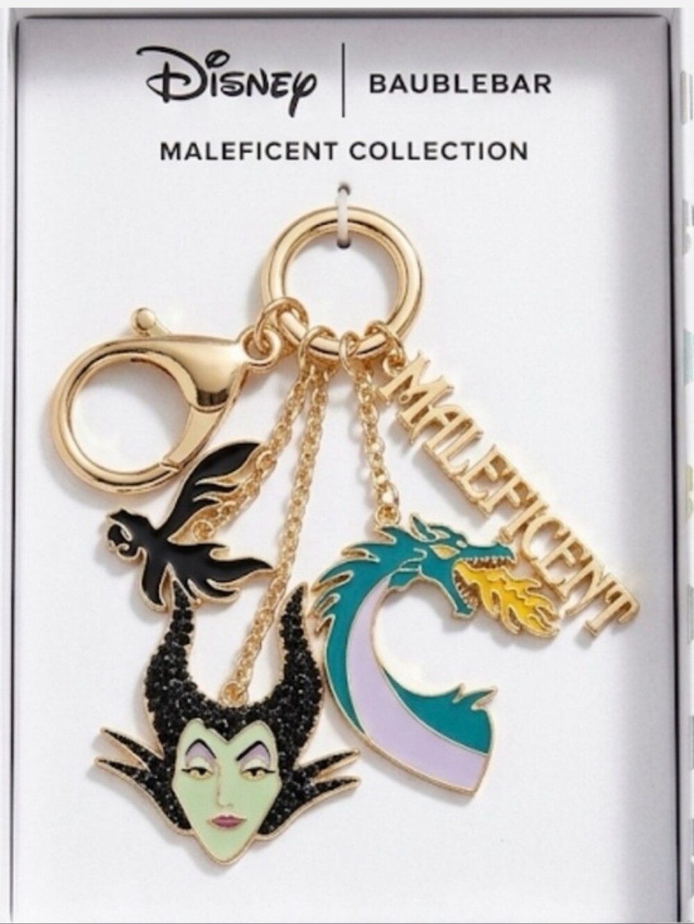 BaubleBar x Disney Maleficent Gold Enamel Charm Keychain - Multicolor